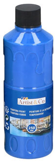 1x Blauwe acrylverf / temperaverf fles 250 ml hobby/knutsel verf
