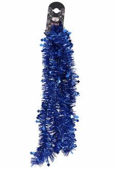 1x Blauwe folie slingers/guirlandes met sterren 200 cm