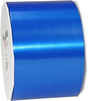 1x Brede luxe blauwe kunststof lint rollen 9 cm x 91 meter cadeaulint verpakkingsmateriaal - Cadeaulinten