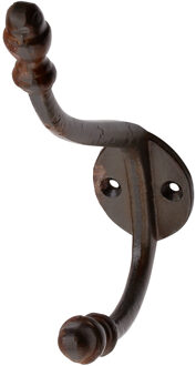 1x Bruine korte garderobe haakjes / jashaken / kapstokhaakjes aluminium 15 x 3,5 cm - Kapstokhaken