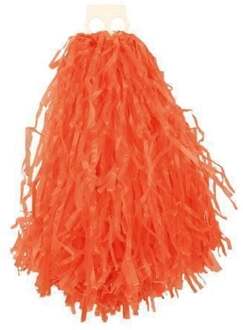 1x cheerball/pompom met ringgreep - oranje - 28 cm - Cheerleader