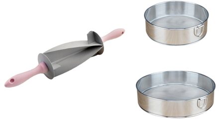 1x Croissant Cutter Roller Blade Roller Pin & 2x Zeefje Zeef Met 40 60Mesh Premium Roestvrij Fijne Mesh