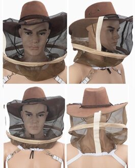 1X Denim Dikke Bee Hoed Bescherm Veiligheid Anti Bee Gezichtsmasker Hoed Bijenteelt Protector Cap Imker Fly Insect Netto Cowboy c50