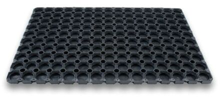 1x Deurmatten/schoonloopmatten van rubber 40 x 60 cm rechthoekig - Deurmatten Zwart