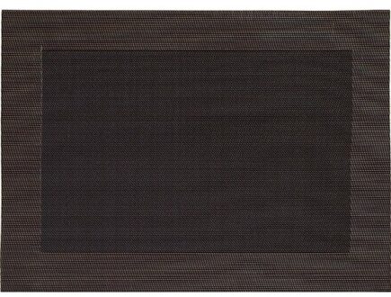 1x Donkerbruine onderlegger/placemat met gevlochten/geweven uiterlijk 45 x 30 cm