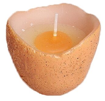 1x Ei vormig kaarsje bruin 5 cm - Paastafel dekken - Pasen - Paas tafel decoratie/versiering - Eierschaal kaarsje Multikleur