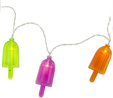 1x Feestverlichting/feestlampjes gekleurde waterijsjes slinger verlichting 100 cm voor binnen/indoor