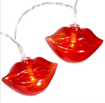 1x Feestverlichting/feestlampjes rode kusjes/lipjes slinger verlichting 100 cm voor binnen/indoor