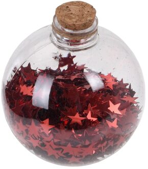 1x Fles kerstballen rode sterren 8 cm kunststof Rood