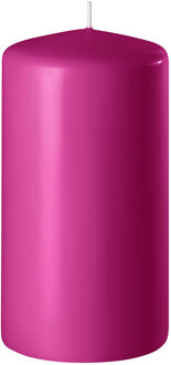 1x Fuchsia roze cilinderkaars/stompkaars 6 x 10 cm 36 branduren