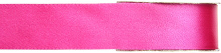 1x Fuchsia roze satijnlint rollen 1,5 cm x 25 meter cadeaulint verpakkingsmateriaal - Cadeaulinten