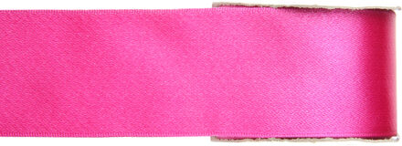 1x Fuchsia roze satijnlint rollen 2,5 cm x 25 meter cadeaulint verpakkingsmateriaal - Cadeaulinten