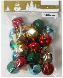 1x Gekleurde slingers met 18 gekleurde metalen klokjes/belletjes 180 cm