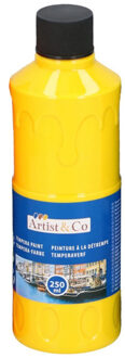 1x Gele acrylverf / temperaverf fles 250 ml hobby/knutsel verf