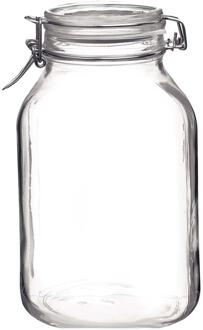 1x Glazen confituren pot/weckpot 1,5 liter met beugelsluiting en rubberen ring - Wandklokken