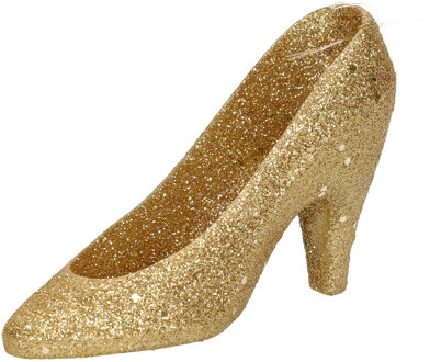 1x Gouden hakken/pumps kersthangers kerstversiering 10 cm - Kersthangers Goudkleurig