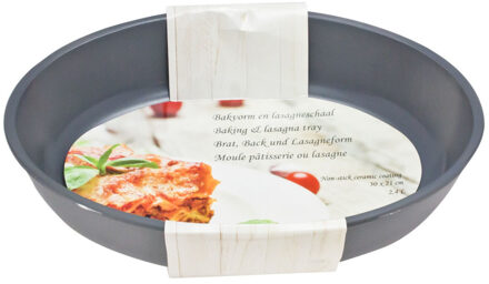 1x Grijze ovale glazen ovenschalen 2,4 liter 30 x 21 cm