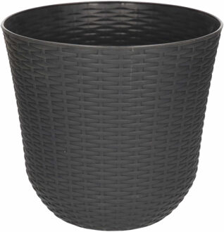 1x Grijze plantenbakken/bloempotten 25 cm rond