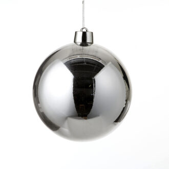 1x Grote kunststof decoratie kerstbal zilver 25 cm - Kerstbal Zilverkleurig