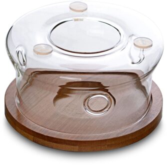 1x Hittebestendige Glazen Theepot Warmer Met Natuurlijke Bamboe Bodem Plaat Basis Voor Thee Pot & Koffie Pot
