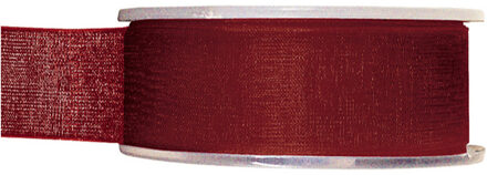 1x Hobby/decoratie bordeauxrode organza sierlinten 2,5 cm/25 mm x 20 meter Bordeaux rood