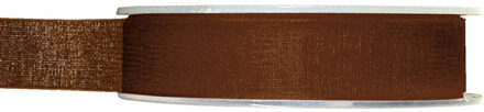 1x Hobby/decoratie bruine organza sierlinten 1,5 cm/15 mm x 20 meter