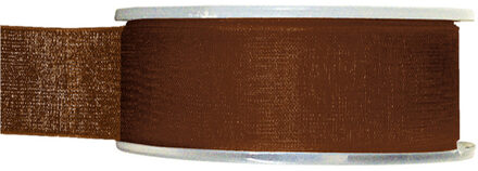 1x Hobby/decoratie bruine organza sierlinten 2,5 cm/25 mm x 20 meter