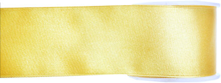 1x Hobby/decoratie gele satijnen sierlinten 2,5 cm/25 mm x 25 meter Geel