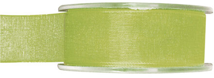 1x Hobby/decoratie groene organza sierlinten 2,5 cm/25 mm x 20 meter