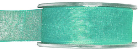 1x Hobby/decoratie mintgroene organza sierlinten 2,5 cm/25 mm x 20 meter