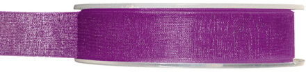 1x Hobby/decoratie paarse organza sierlinten 1,5 cm/15 mm x 20 meter