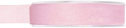 1x Hobby/decoratie roze organza sierlinten 1,5 cm/15 mm x 20 meter