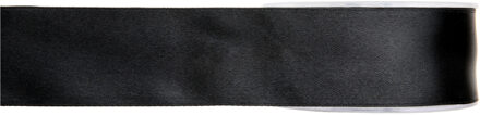 1x Hobby/decoratie zwarte satijnen sierlinten 1,5 cm/15 mm x 25 meter