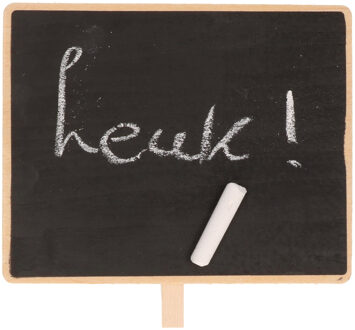 1x Houten memo krijtbordjes met knijper 15 x 12 cm Zwart
