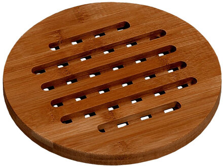 1x Houten onderzetters 19 cm rond - Panonderzetters Bruin