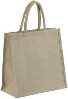 1x Jute eco boodschappentassen/strandtassen/draagtassen 35 x 34 cm naturel - Boodschappentassen Beige