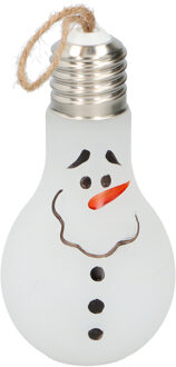 1x Kerst decoratie lampjes sneeuwpop met LED verlichting 18 cm