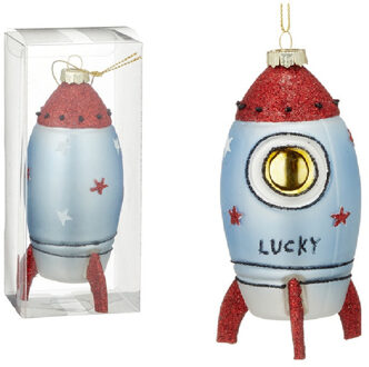 1x Kerstboomversiering kerstornamenten space raket 14 cm - Kersthangers Multikleur