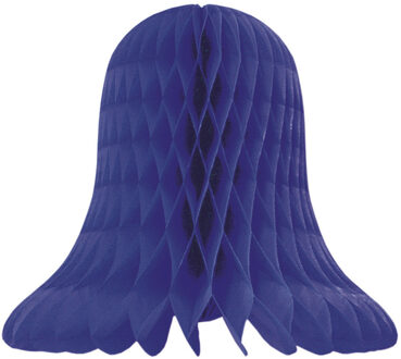 1x Kerstversiering donkerblauwe kerstklokken lampionnen 20 cm - Hangdecoratie