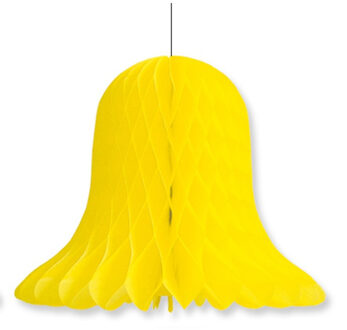 1x Kerstversiering gele kerstklokken lampionnen 20 cm - Hangdecoratie Geel