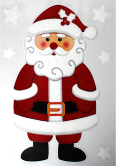 1x Kinderkamer kerst raamstickers kerstman 28,5 x 40 cm - Feeststickers Rood