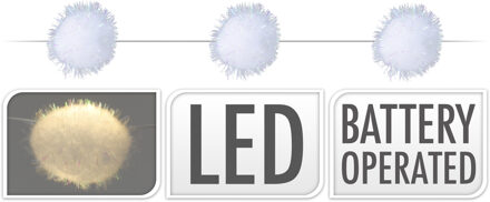 1x LED lichtsnoeren met 20 sneeuwballen lampjes van 2,5 cm op batterijen Warm wit