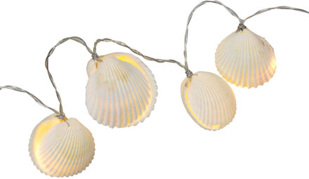 1x LED lichtsnoeren met schelpen warm wit 1 meter binnen feestverlichting