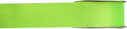 1x Lime groen satijnlint rollen 1,5 cm x 25 meter cadeaulint verpakkingsmateriaal - Cadeaulinten