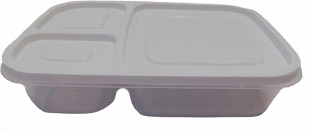 1x Lunchboxen/bewaarbakjes 3- vaks met deksel 2.6 liter -  Keukenbenodigdheden - Eten bewaren - Vershoudbakjes