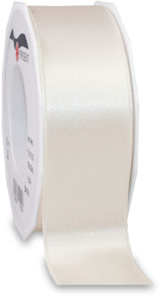 1x Luxe beige satijnen lint rollen breed 4 cm x 25 meter cadeaulint verpakkingsmateriaal - Cadeaulinten