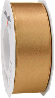 1x Luxe bronzen satijnen lint rollen breed 4 cm x 25 meter cadeaulint verpakkingsmateriaal - Cadeaulinten Bruin