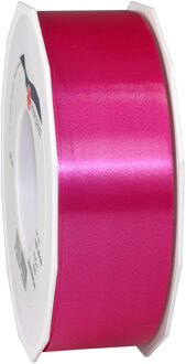 1x Luxe fuchsia roze kunststof lint rollen 4 cm x 91 meter cadeaulint verpakkingsmateriaal - Cadeaulinten