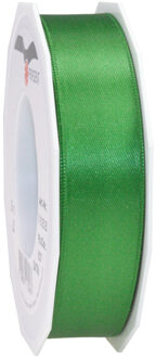 1x Luxe groene satijnen lint rollen 2,5 cm x 25 meter cadeaulint verpakkingsmateriaal - Cadeaulinten