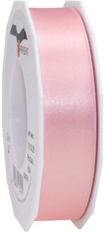 1x Luxe hobby/decoratie roze satijnen sierlinten 2,5 cm/25 mm x 25 meter